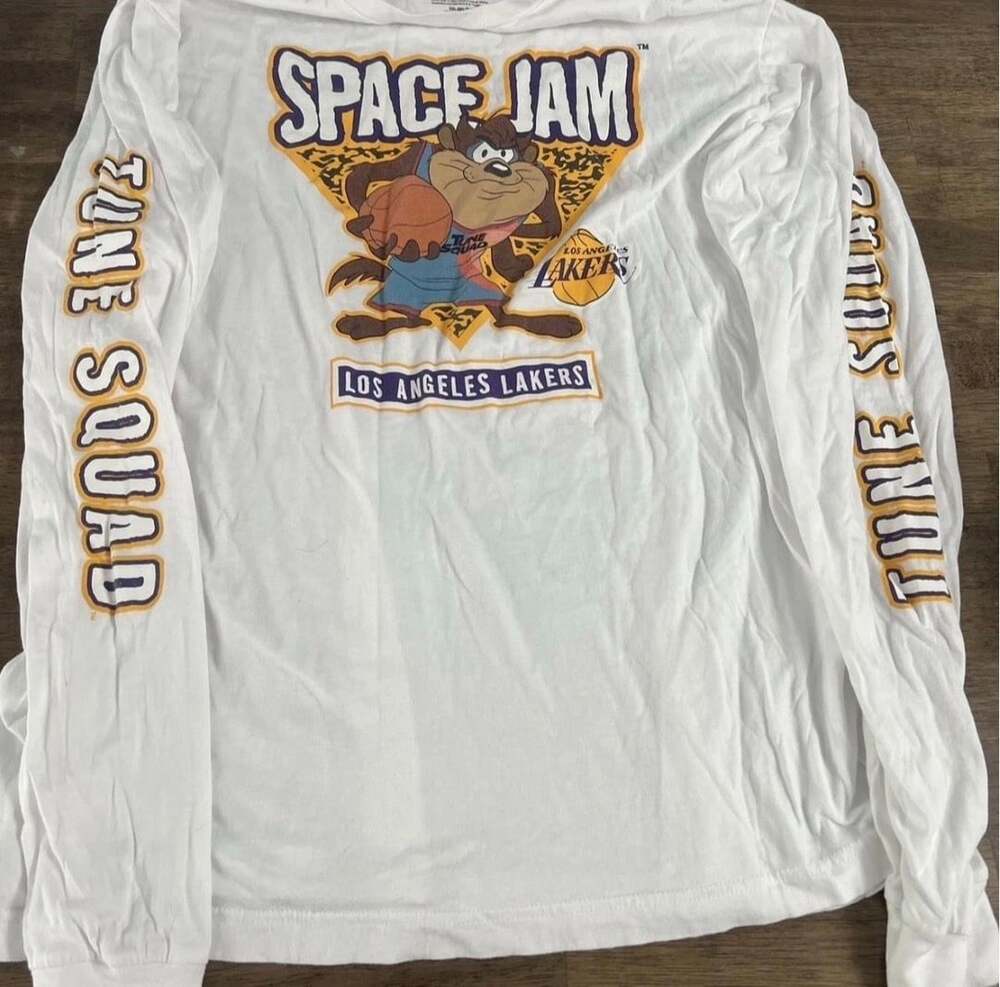 Space Jam A New Legacy Taz Los Angeles Lakers Size XXL White Long Sleeve Shirt